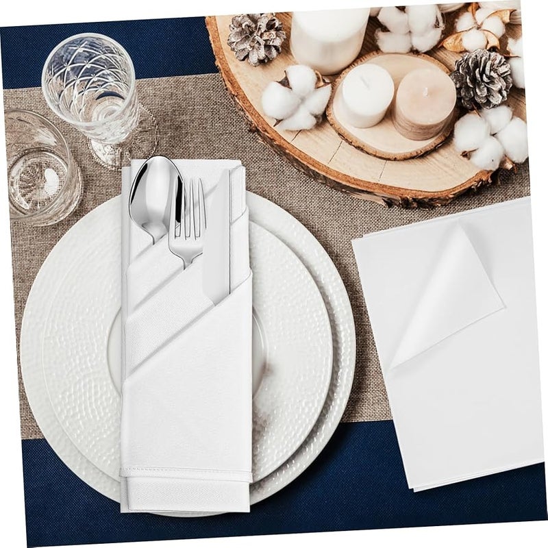 5 قطع من مناديل العشاء القطنية البيضاء، مناديل قماشية سميكة لحفلات الزفاف والحفلات والاستخدام اليومي - Image 4